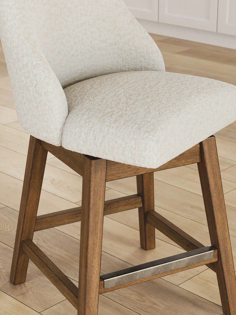 Cabalynn - Upholstered Swivel Barstool (Set of 2) - Oatmeal / Light Brown by Unique Piece Furniture