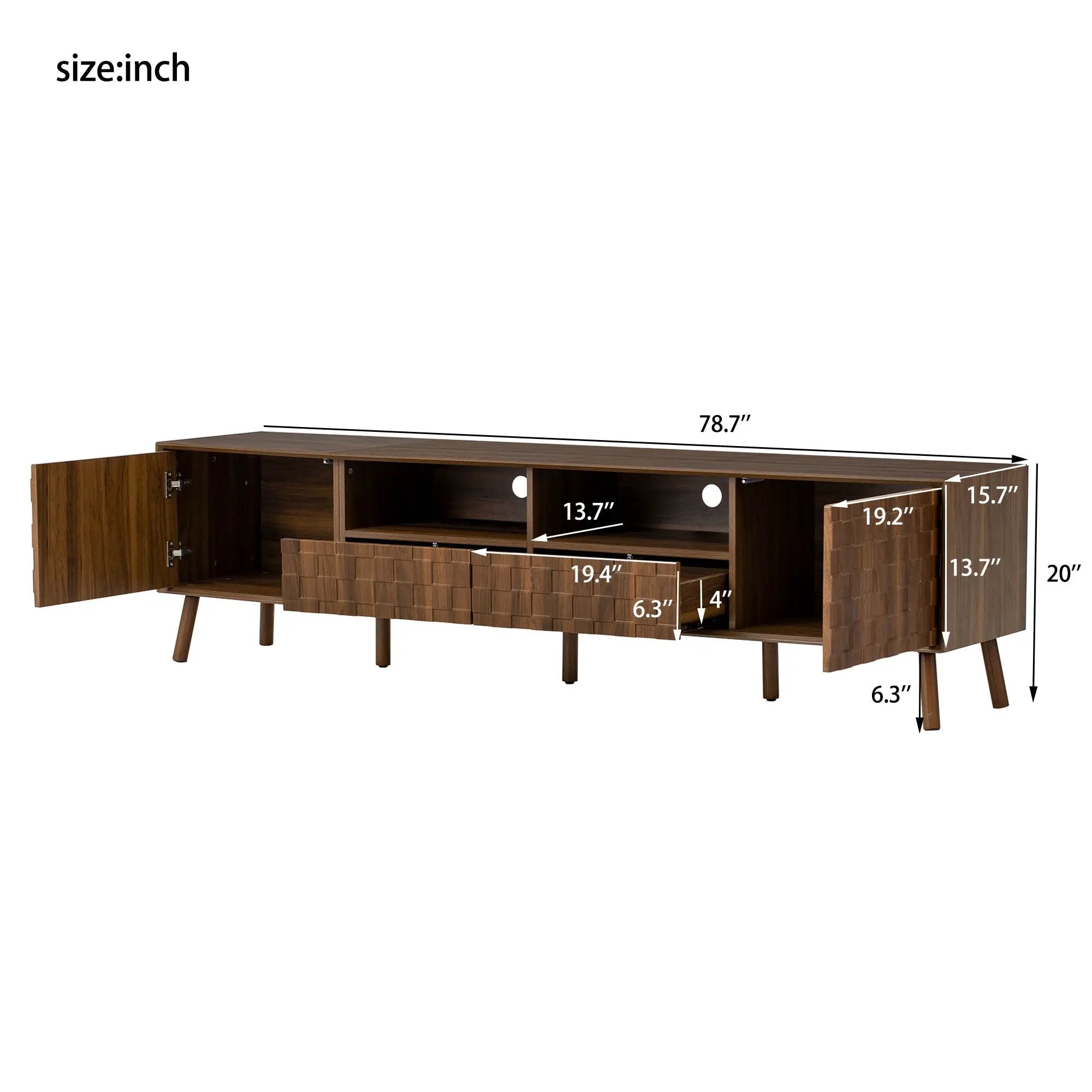 TV Stand With Drawers And Cable Management - Walnut by Unique Piece Furniture