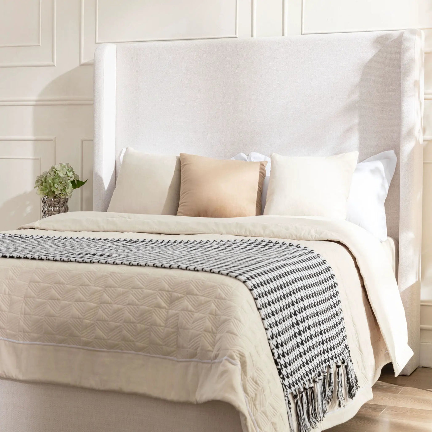 Harper - Tall Headboard Upholstered Bed / High Headboard / Elegant Simplicity / No Box Spring Needed by HouseOfZazla