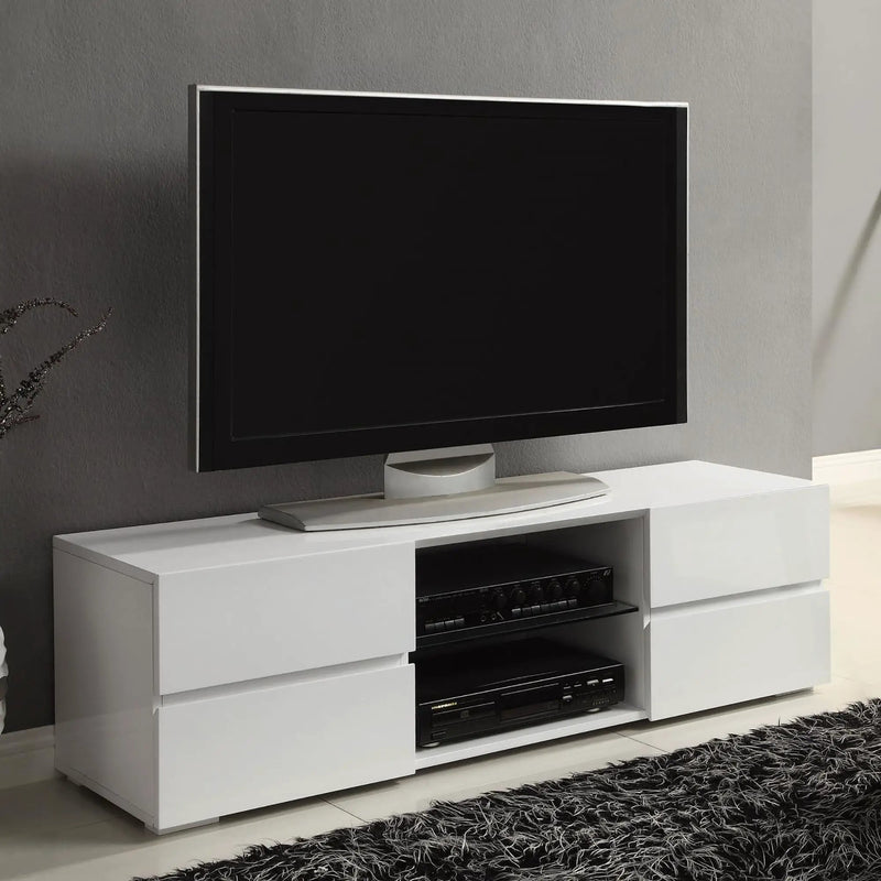 Glossy 4 Drawer TV Console - White by HouseOfZazla