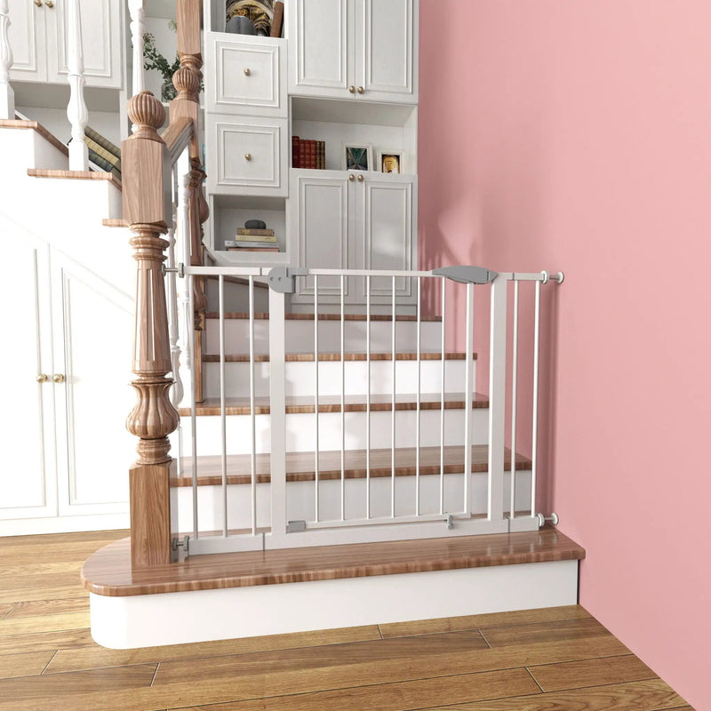 Pressure Mounted Baby Gate For Stairs - White by HouseOfZazla
