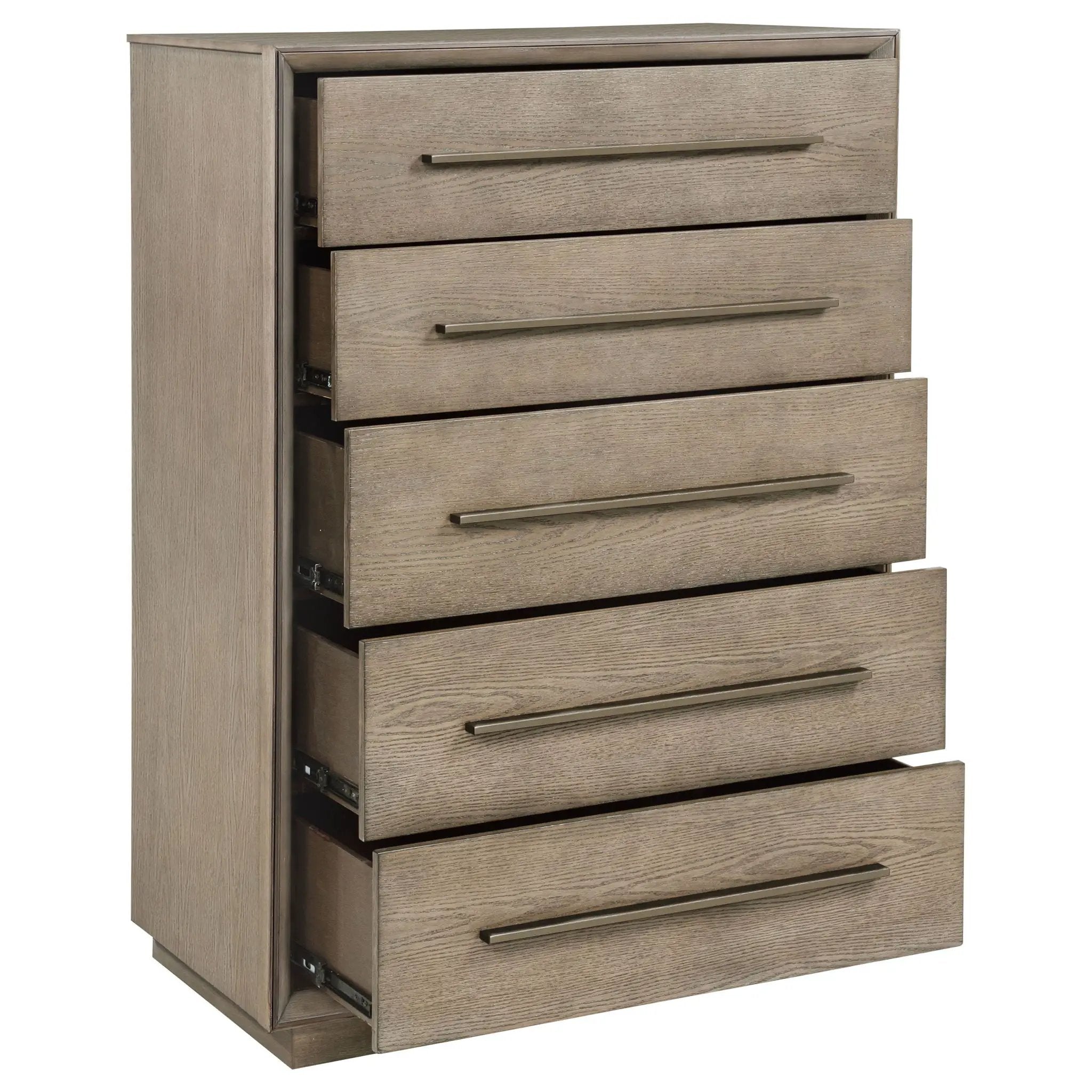 Prescott - 5 Drawer Bedroom Chest With Mitered Trim - Taupe by HouseOfZazla