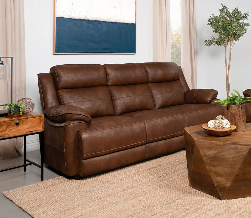 Ellington Upholstered Padded Arm Sofa Dark Brown by Unique Piece Furniture