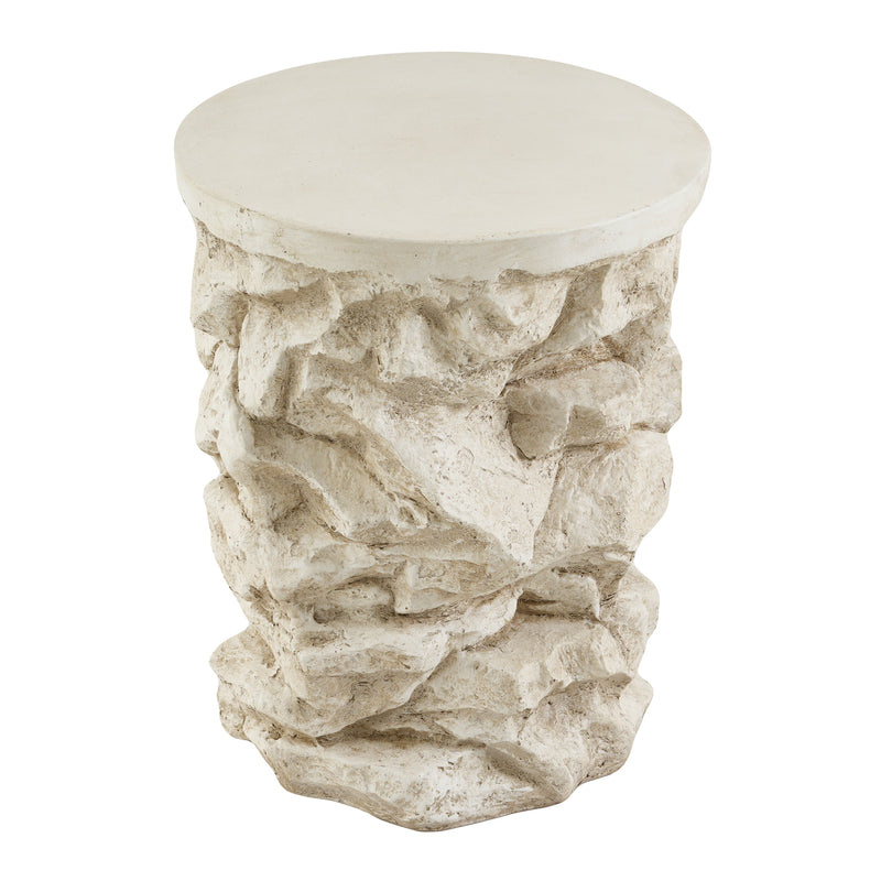 Beige Round Faux Stacked Stone MGO Side Table, photo 6 of 10
