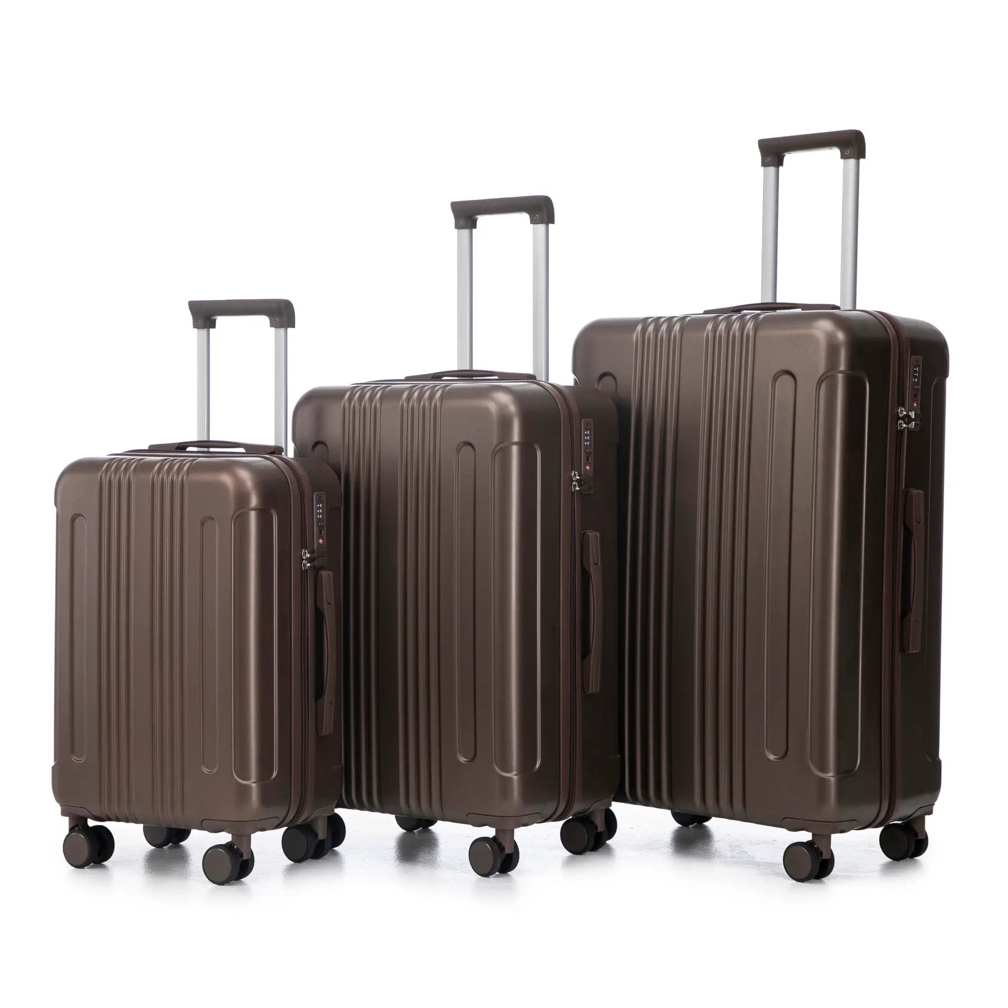 3 Piece ABS Spinner Wheel Luggage Set (Brown) by HouseOfZazla