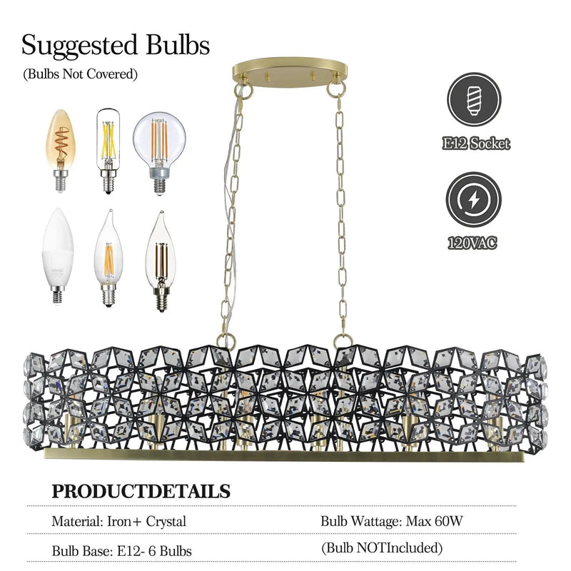 39" Contemporary Crystal and Black-Gold Pendant Chandelier by HouseOfZazla