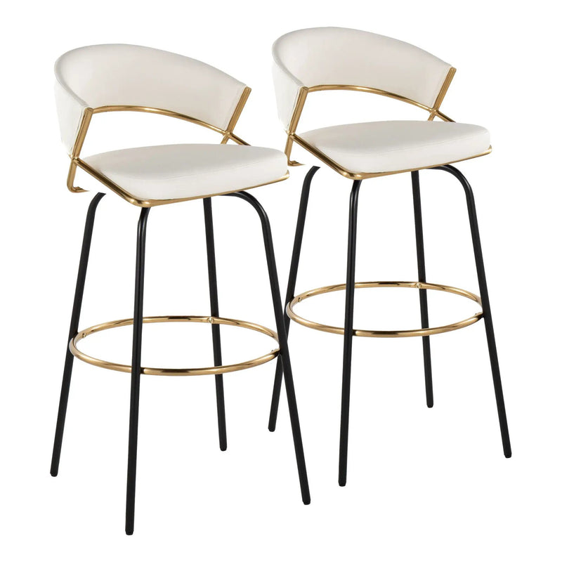 Jie - Fixed Height Contemporary Barstool With Swivel Round Footrest (Set of 2) by Unique Piece Furniture