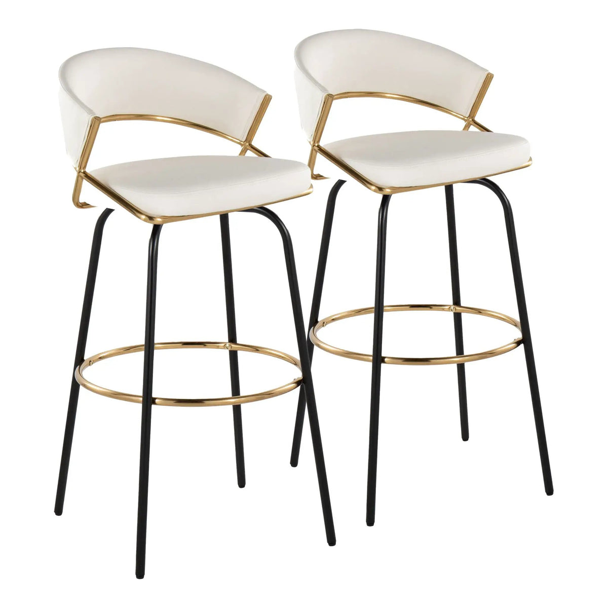 Jie - Fixed Height Contemporary Barstool With Swivel Round Footrest (Set of 2) by HouseOfZazla