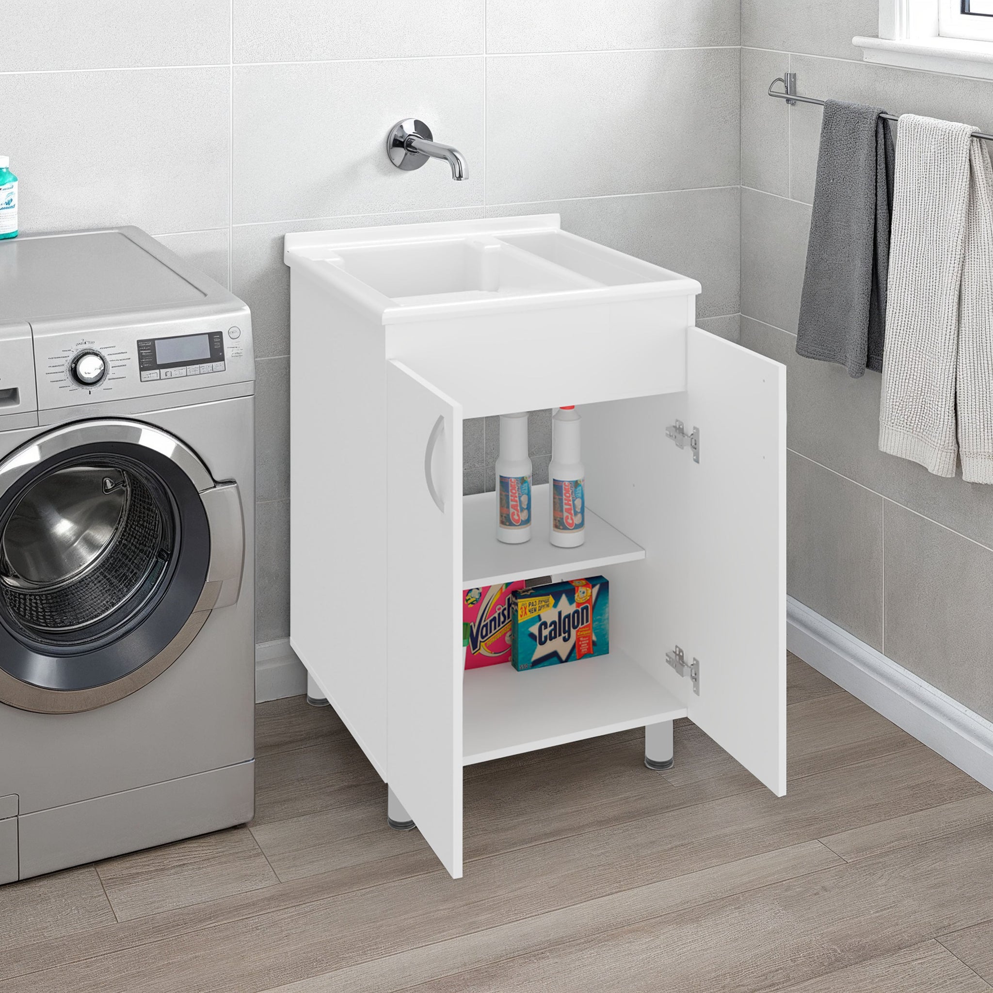 Foster 2 Door Utility Tub and Sink Freestanding Cabinet by HouseOfZazla
