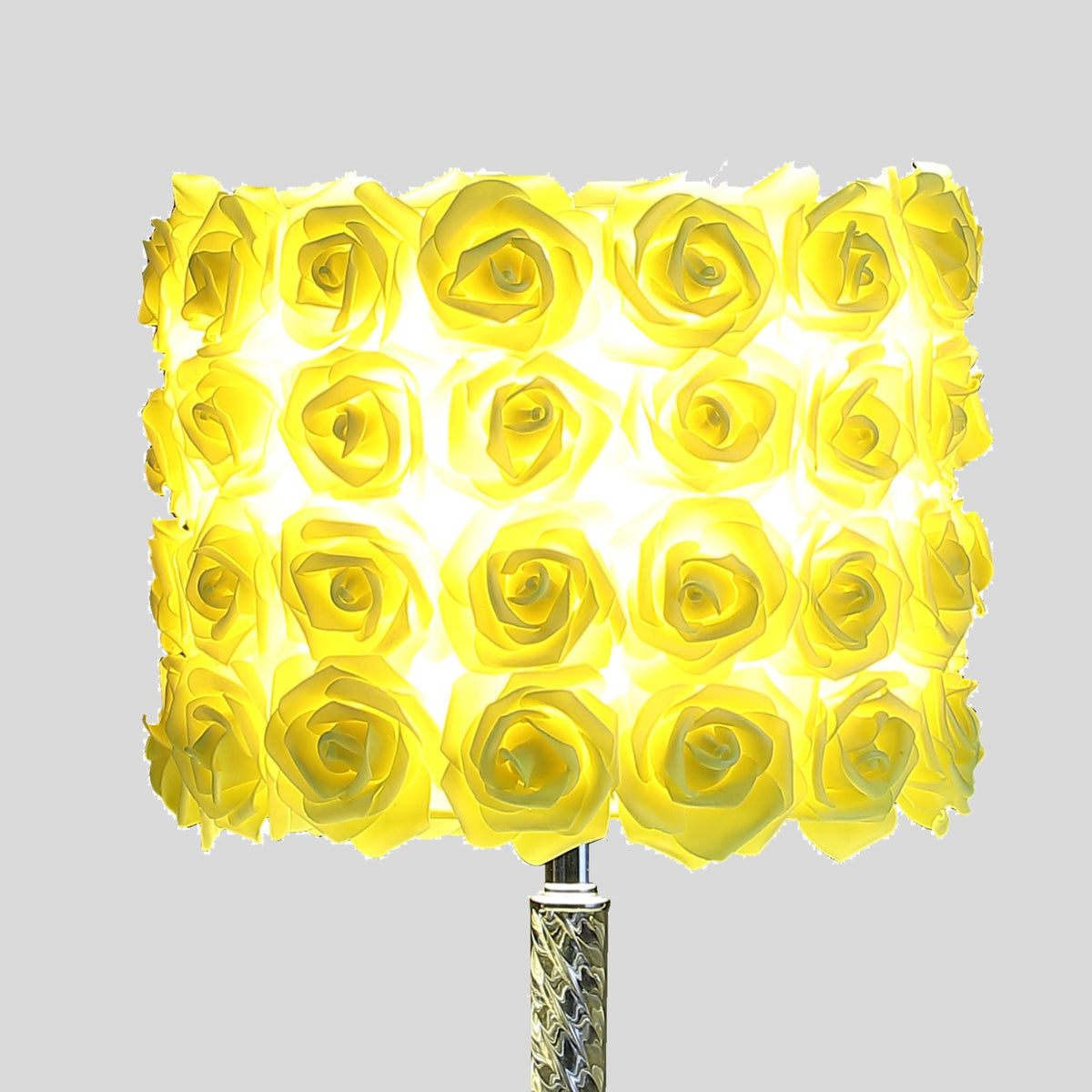 18.25" Table Lamp with Yellow Drum Shade and Twisted Acrylic Body, photo 3 of 5