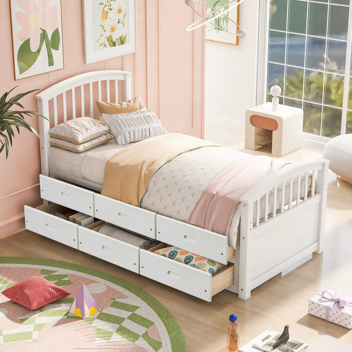 Platform Storage Bed Solid Wood Bed With 6 Drawers by HouseOfZazla