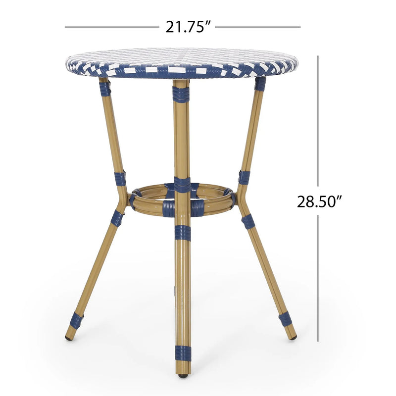 French Bistro Table Outdoor Elegance - White / Blue by HouseOfZazla