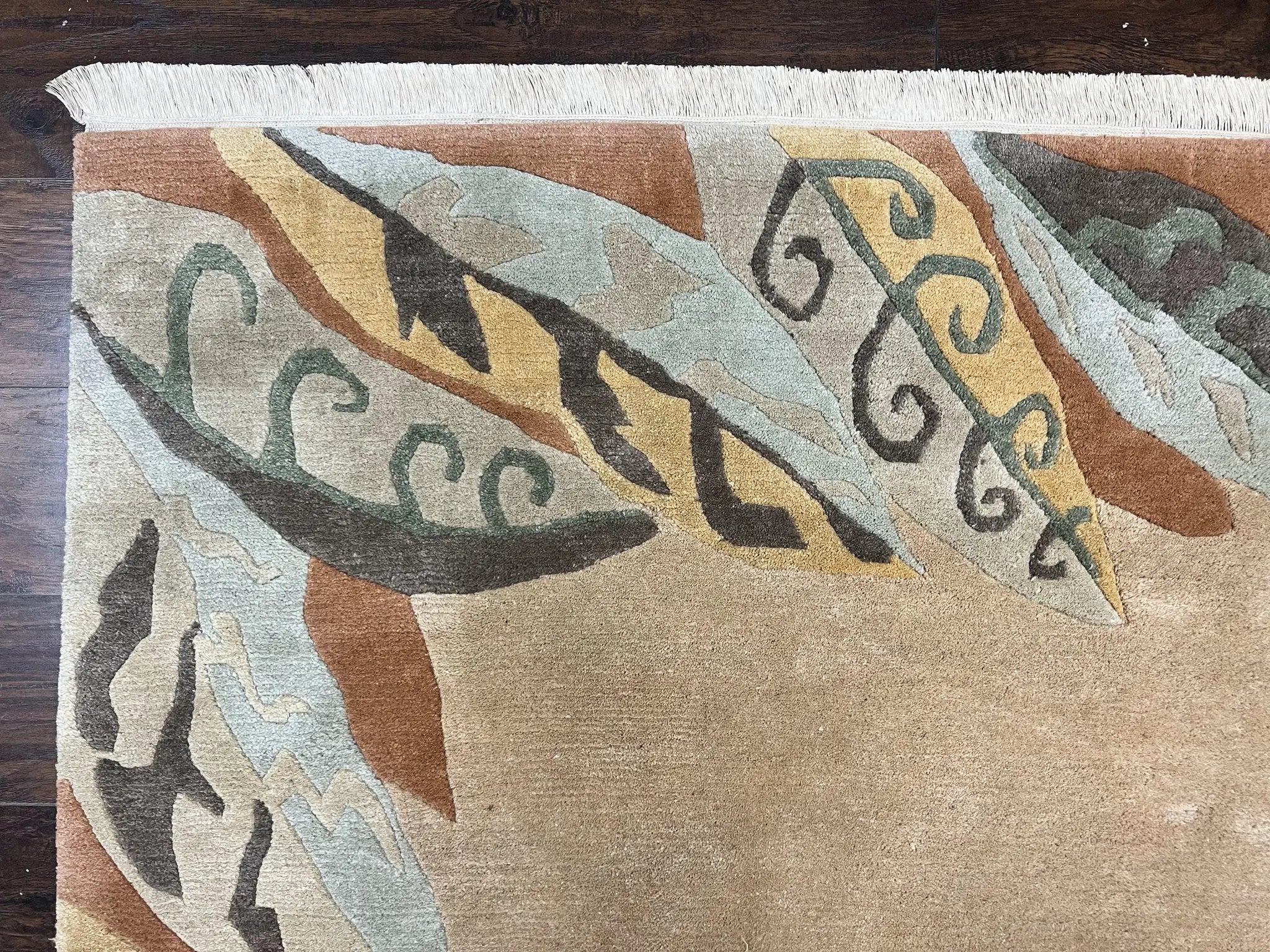 Modern Tibetan Rug 7x10, Soft Wool, Tufenkian Style Carpet, Tibet Nepali Rug, Open Field, Handmade Wool Rug by Jewel Rugs