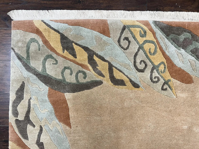 Modern Tibetan Rug 7x10, Soft Wool, Tufenkian Style Carpet, Tibet Nepali Rug, Open Field, Handmade Wool Rug by Jewel Rugs