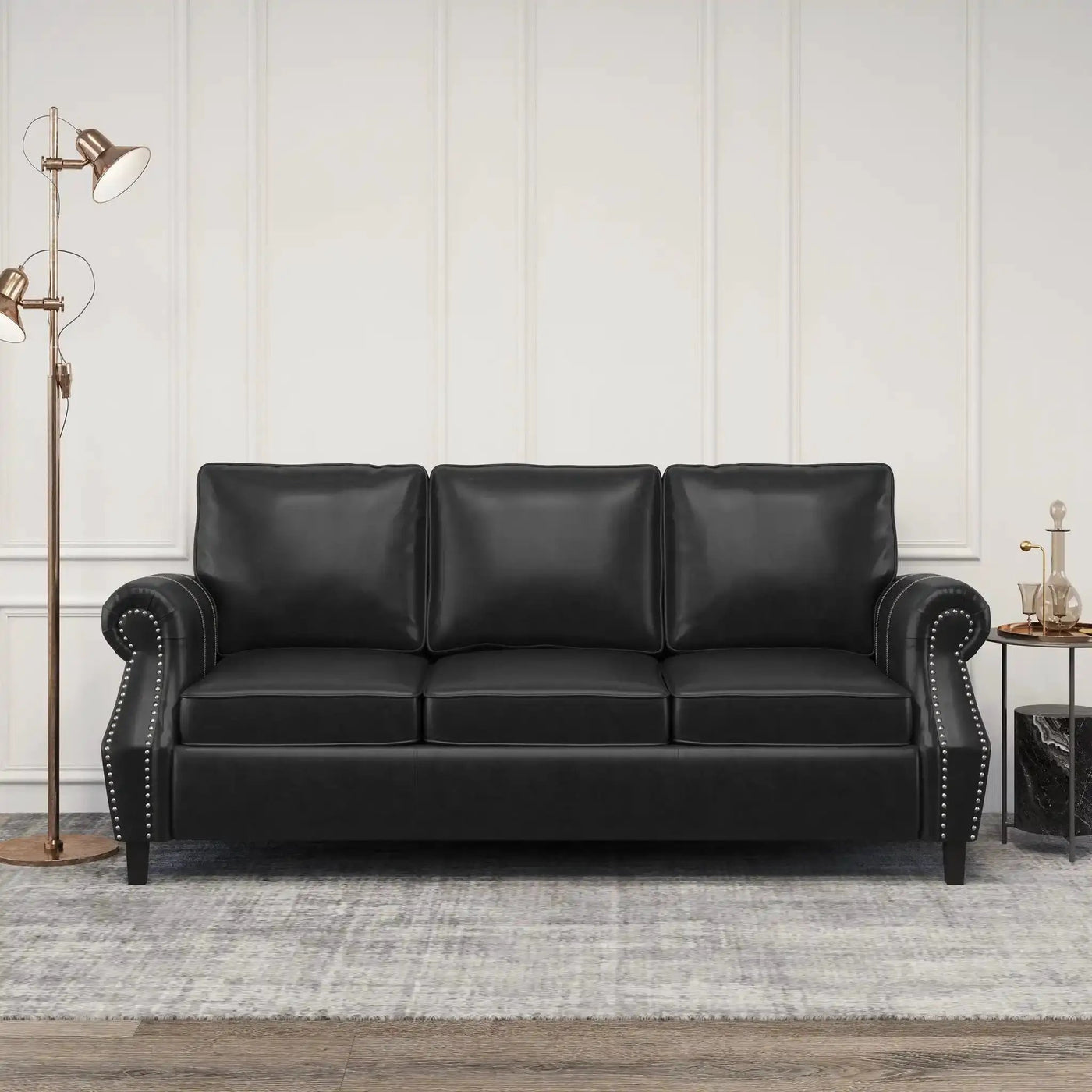 Contemporary 3 Seater Sofa With Nailhead Trim by HouseOfZazla