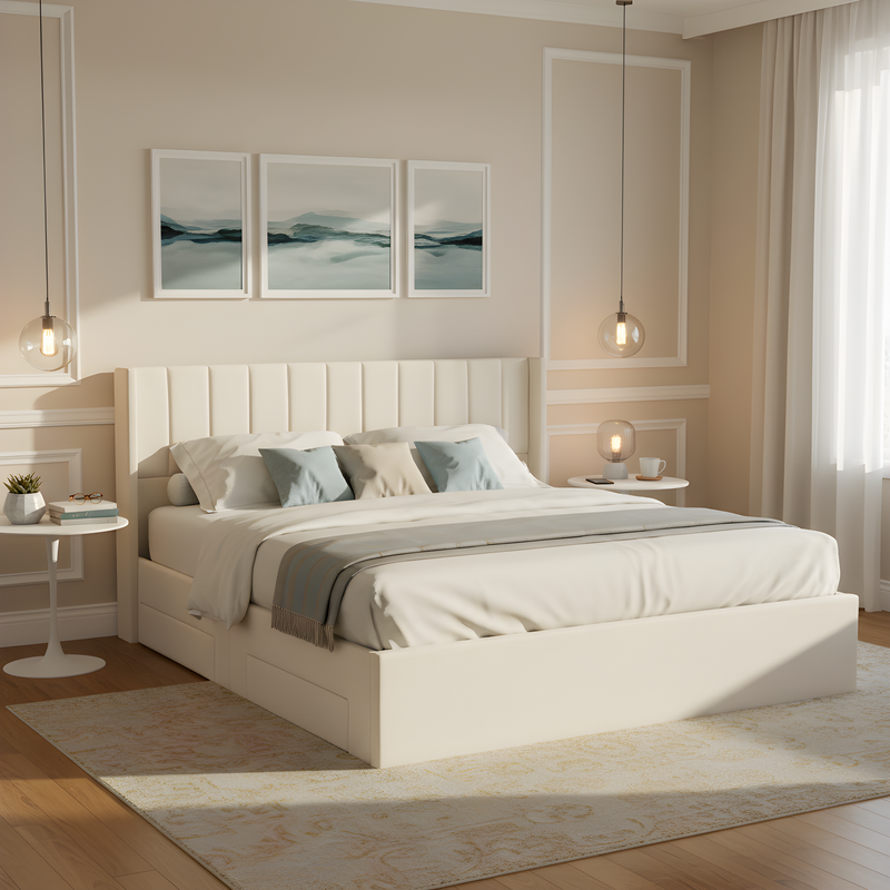 Large-Capacity Upholstered Storage Bed with Drawers by HouseOfZazla