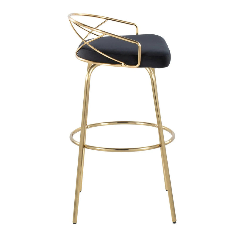 Charlotte - Glam Glam / Art Deco Fixed Height Barstool With Swivel With Round Footrest (Set of 2) by Unique Piece Furniture