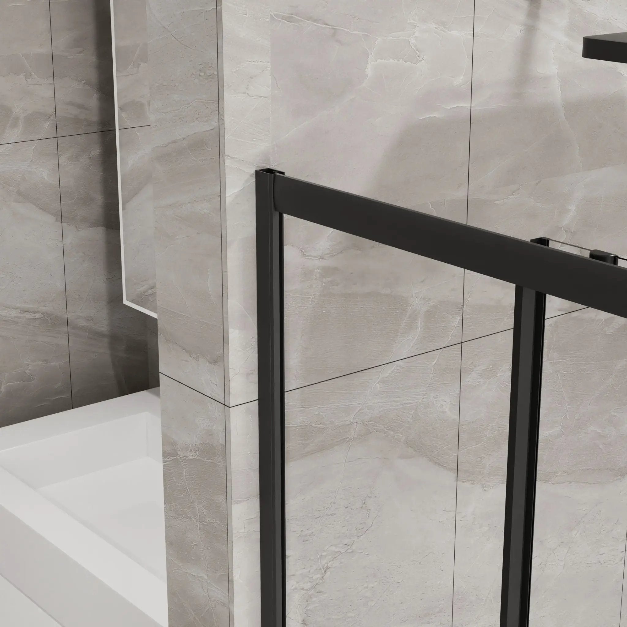 Corner Shower Enclosure With Sliding Door - Matte Black by HouseOfZazla
