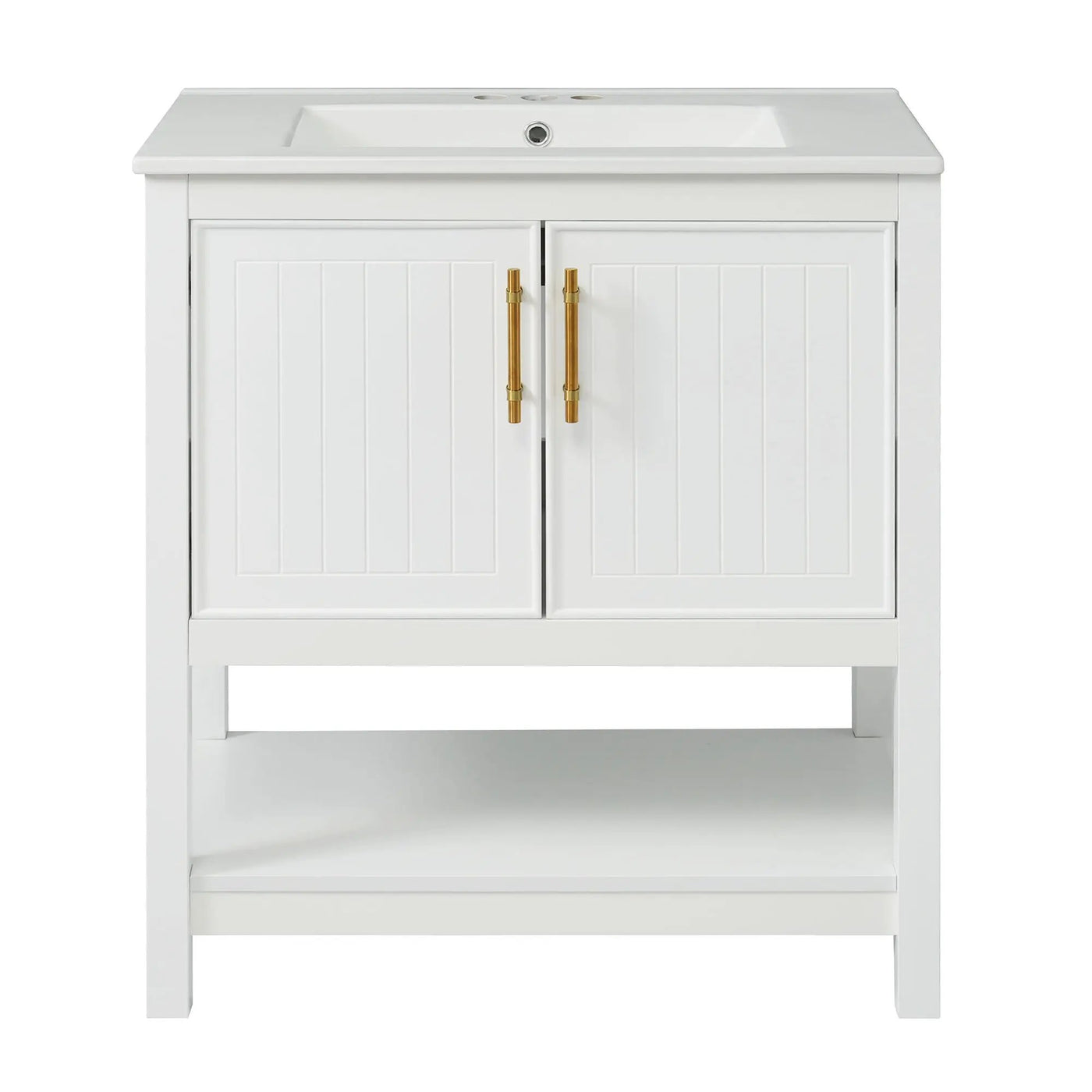 Elegant Bathroom Vanity With Ceramic Sink And Versatile Storage by HouseOfZazla