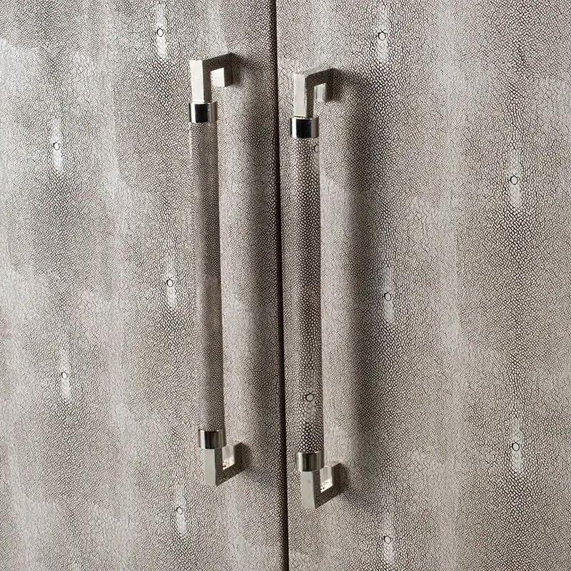Cabinet - Silver - Faux Leather by Unique Piece Furniture