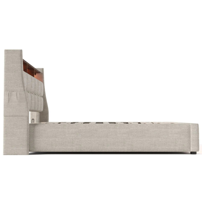Upholstered Platform Bed With A Hydraulic Storage System, LED And USB Charging (Without Mattress) by HouseOfZazla