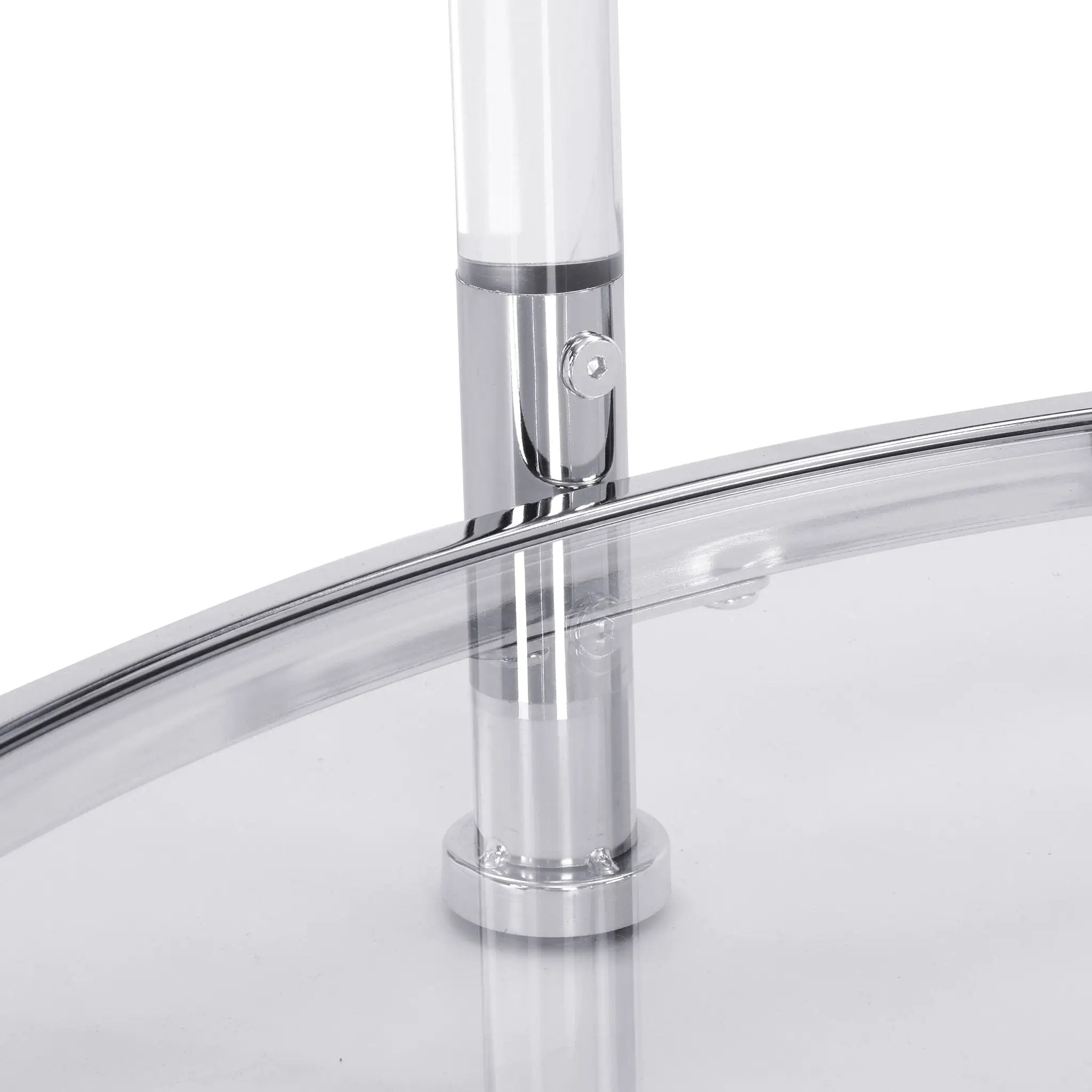 Contemporary Acrylic, Coffee Table, Round Tempered Glass Coffee Table - Chrome / Silver by HouseOfZazla