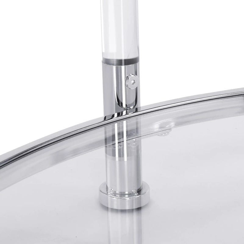 Contemporary Acrylic, Coffee Table, Round Tempered Glass Coffee Table - Chrome / Silver by HouseOfZazla