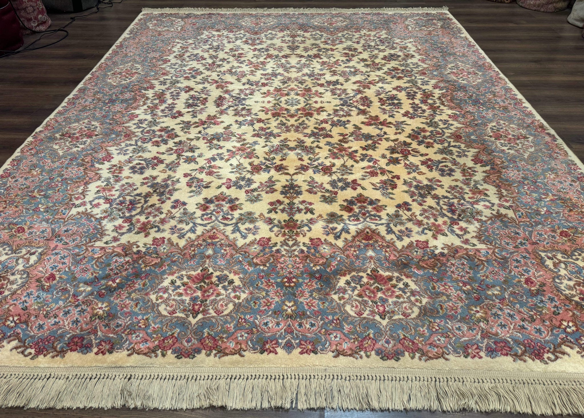 8.8 x 10.6 Karastan Kirman Rug #788, Wool Vintage Discontinued Floral Carpet by Jewel Rugs