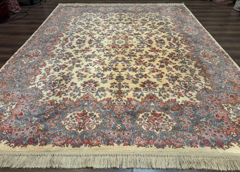 8.8 x 10.6 Karastan Kirman Rug #788, Wool Vintage Discontinued Floral Carpet by Jewel Rugs