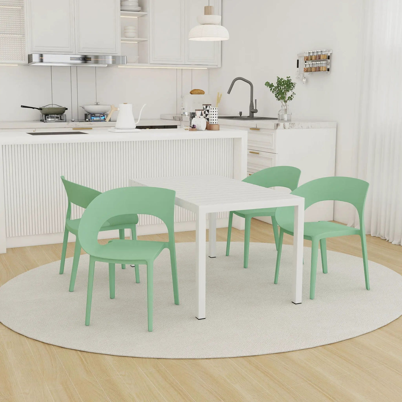 4 Piece Set Of Modern Designed Single Chairs With Long Table by HouseOfZazla