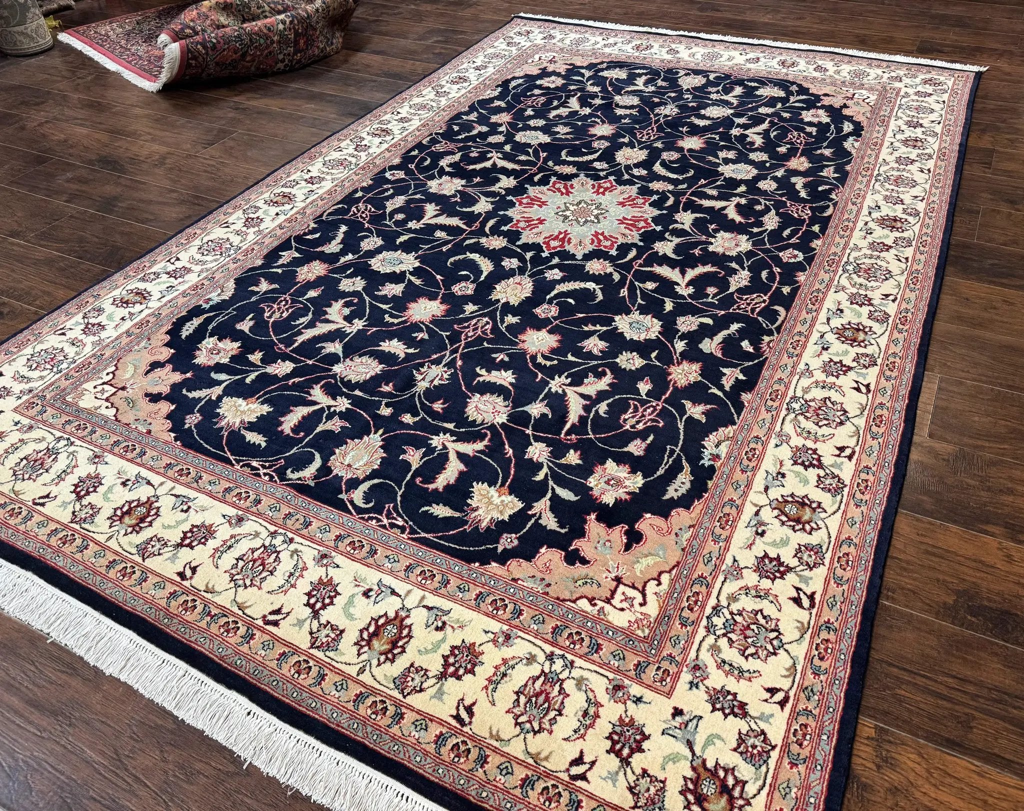 Navy Blue Pak Persian Rug 6x10, Floral Medallion, Traditional Persian Area Rug, Fine 240 KPSI by Jewel Rugs