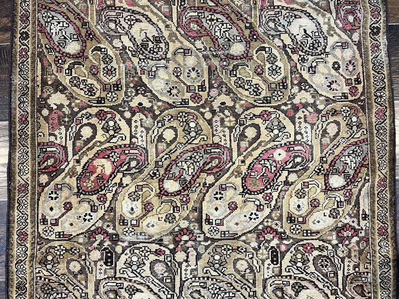 Antique Persian Malayer Runner Rug 3x16, Repeated Boteh Paisley Design, Rare Rug, 1920s Antique Oriental Carpet, Wool Handmade Hand Knotted 3 x 16 ft Rug by Jewel Rugs