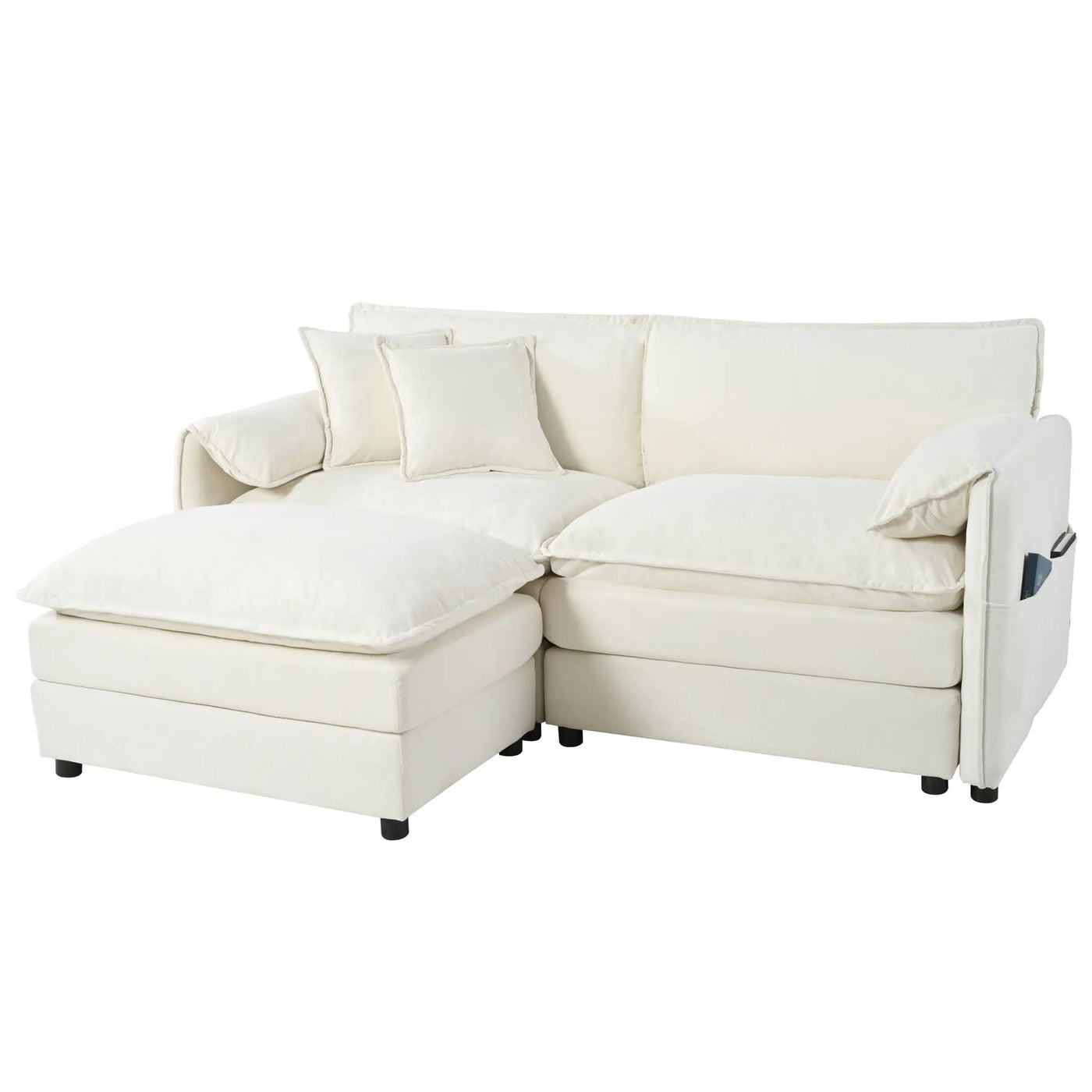 Modern Comfy Deep Seat Modular Sectional Sofa Cloud Couch With Ottoman by HouseOfZazla