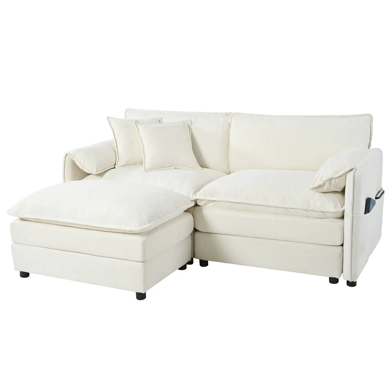 Modern Comfy Deep Seat Modular Sectional Sofa Cloud Couch With Ottoman