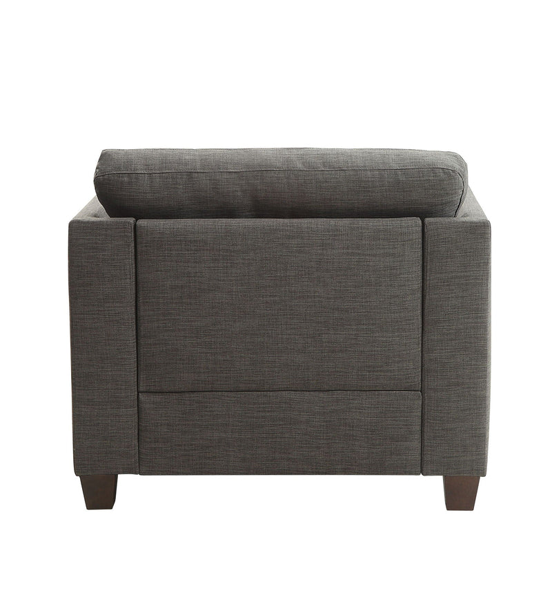 Light Charcoal Arm Chair with 3 Pillows and Nailhead Trim, photo 3 of 7