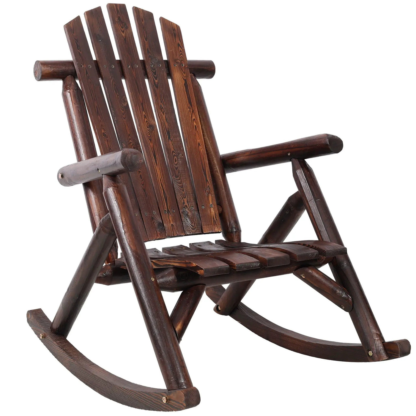 Durable Wooden Porch Rocker, Fir Log Rocking Chair by HouseOfZazla