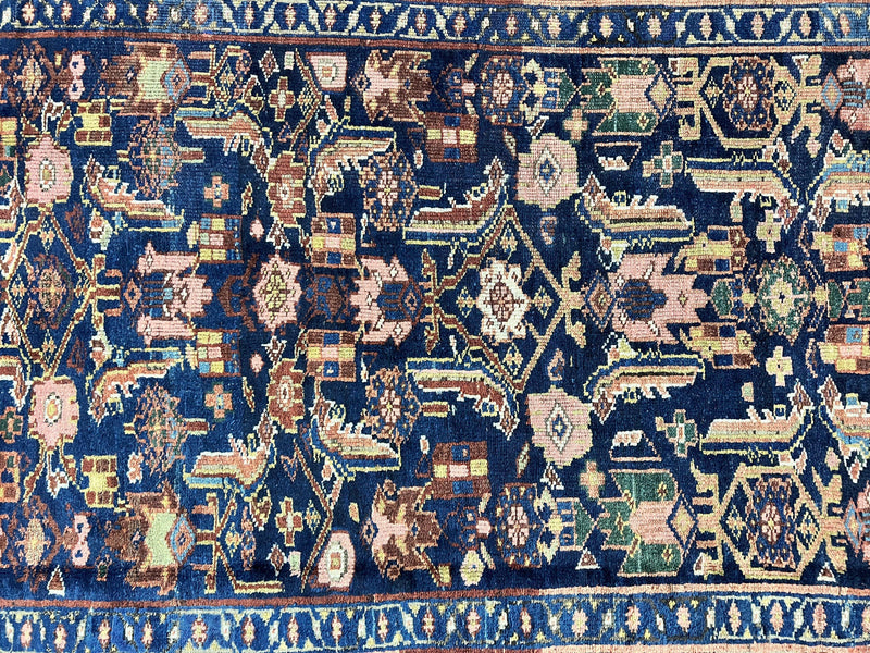 Caucasian Kalegy Rug 6x11, Wide Runner, Wool Hand Knotted Carpet, Navy Blue Tribal Rug, 1920s Antique Rug, 6 x 11 Oriental Carpet by Jewel Rugs