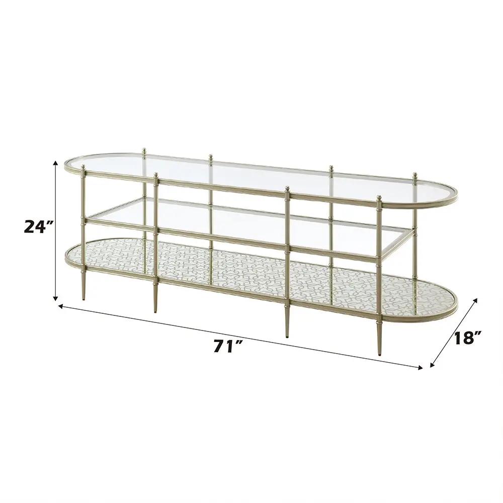 Zaba - TV Stand - Glass Top & Champagne by Unique Piece Furniture
