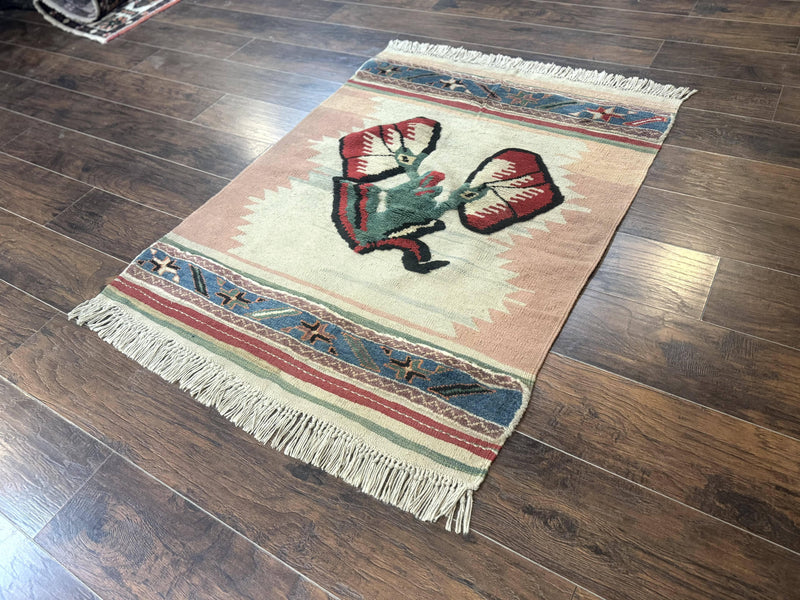 Turkish Kilim Rug 2.5 x 4.7, Flatweave Bohemian Blanket Rug, Wall Hanging Tapestry Rug by Jewel Rugs