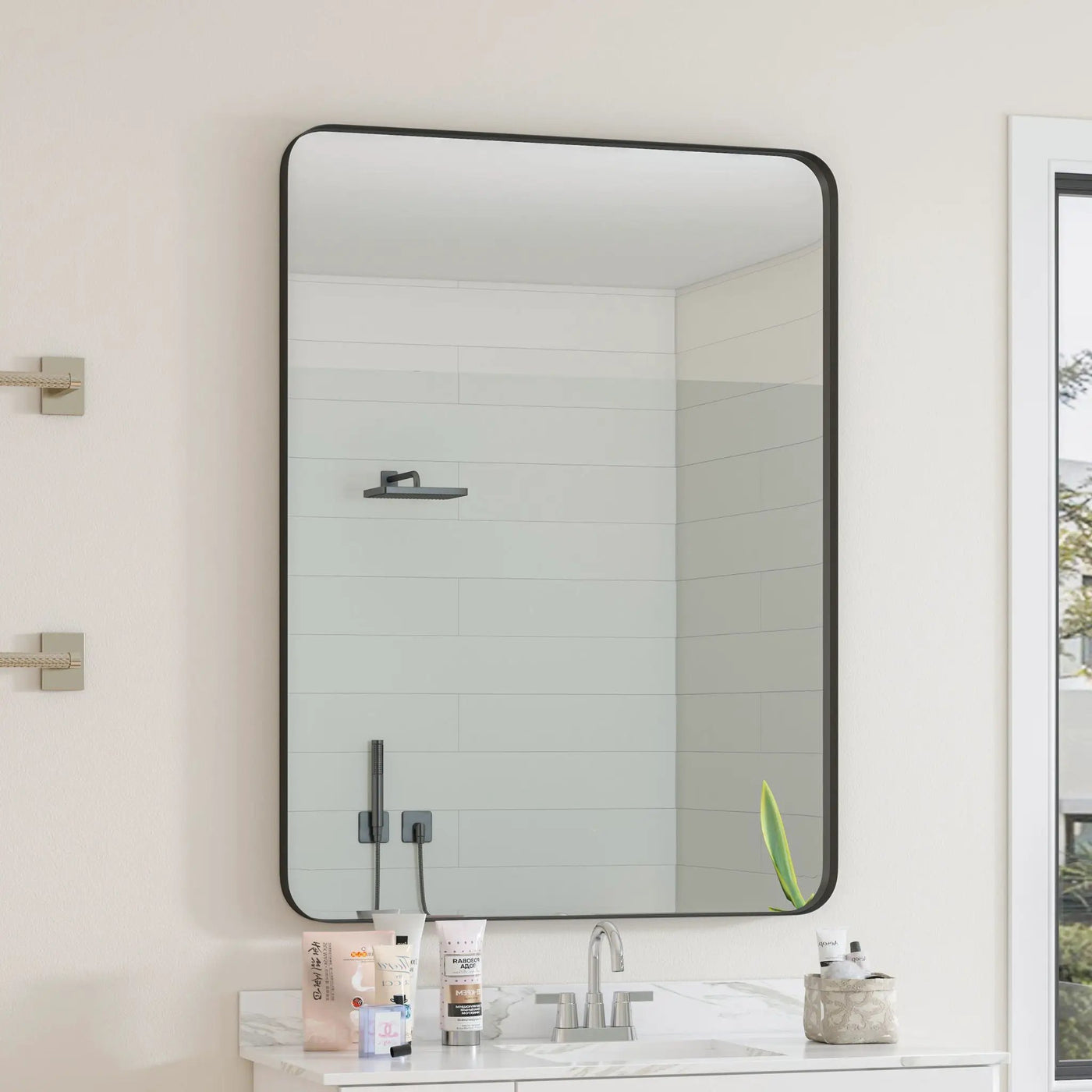 Wall Mirror Rectangular Mirror Metal Framed Mirror Vanity Mirror Dressing Mirror, For Bathroom, Living Room, Bedroom by HouseOfZazla