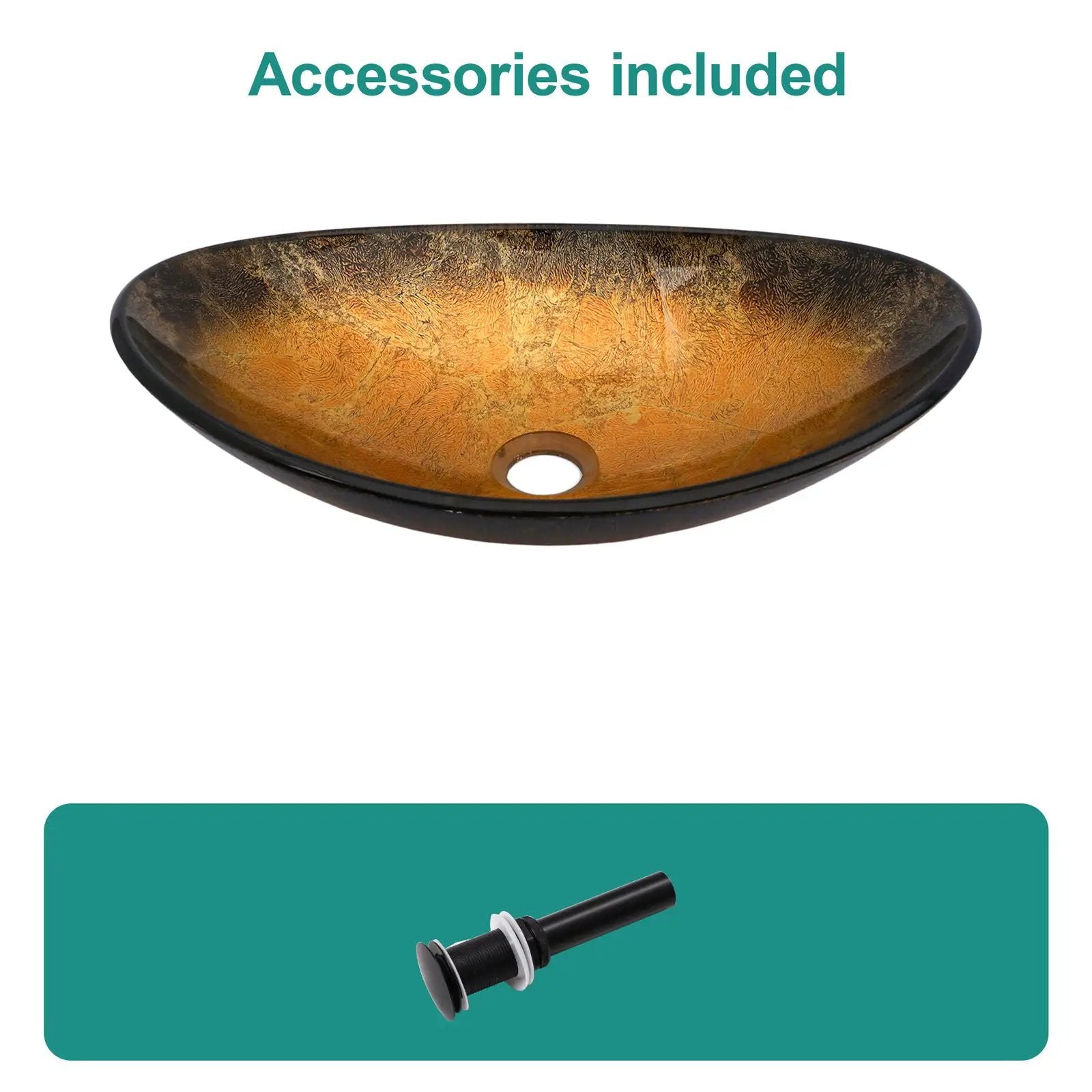 Veined Vessel Sink With Pop Up Drain, Boat Shape Bathroom Sink Above Counter - Gold by HouseOfZazla