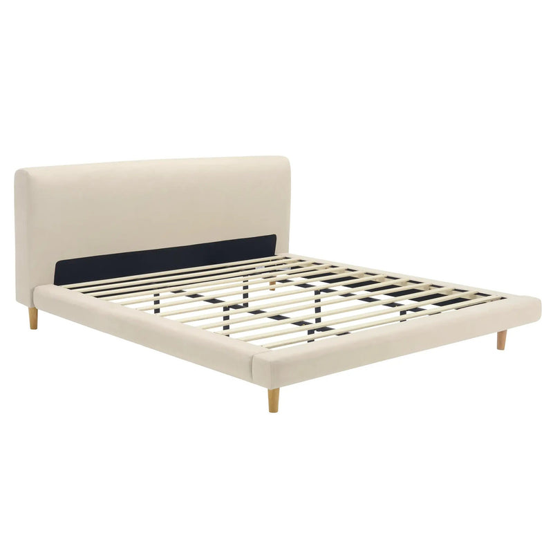 Beige Chunky Headboard Bed Frame, King by HouseOfZazla