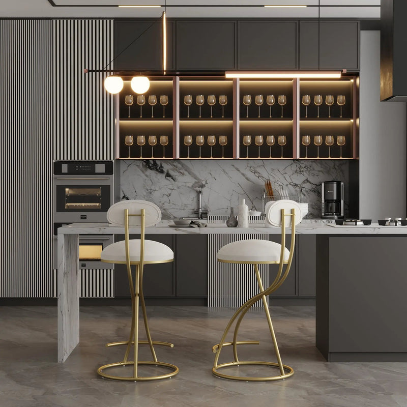Bar Stools Upholstered Counter Height Barstools For Kitchen Island Modern Dining Chairs With Footrest (Set of 2) by Unique Piece Furniture
