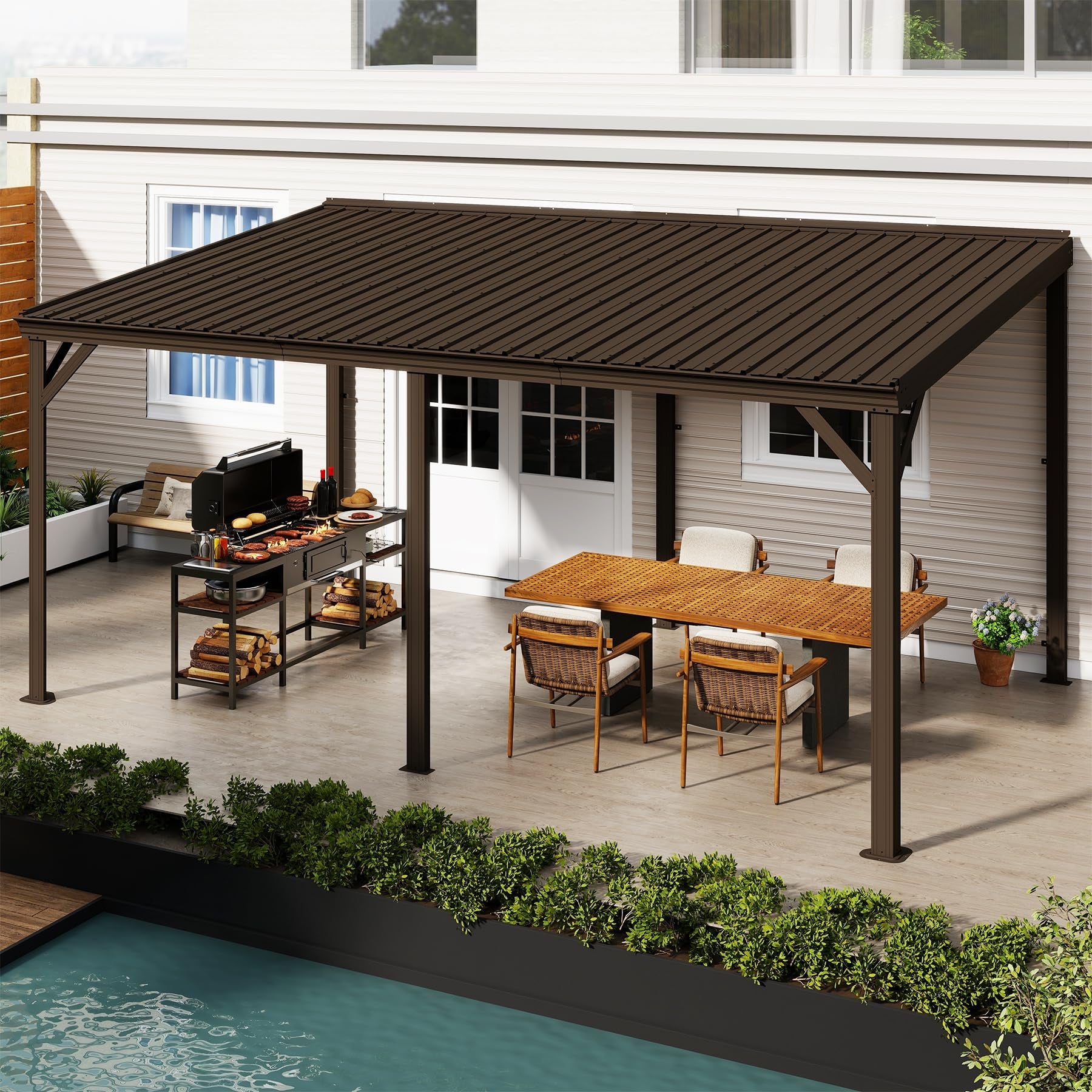 10'x16' Hardtop Lean-To Gazebo with Gutters by HouseOfZazla
