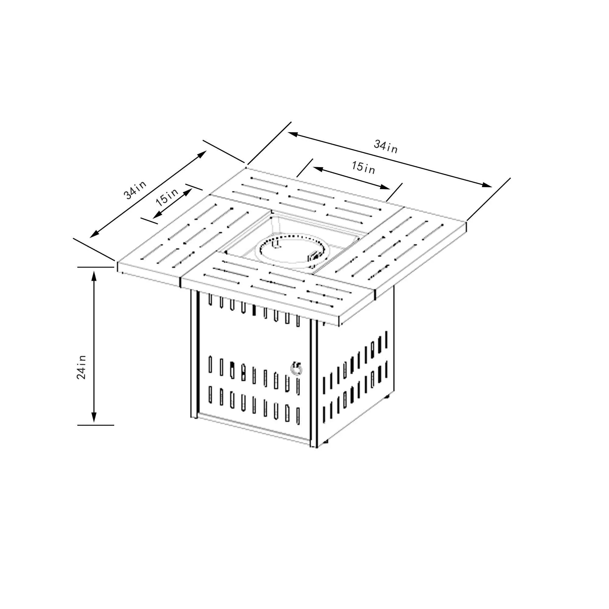 Propane Gas Fire Pit Table, 50000 Btu, Rectangular For Outside - Black by HouseOfZazla
