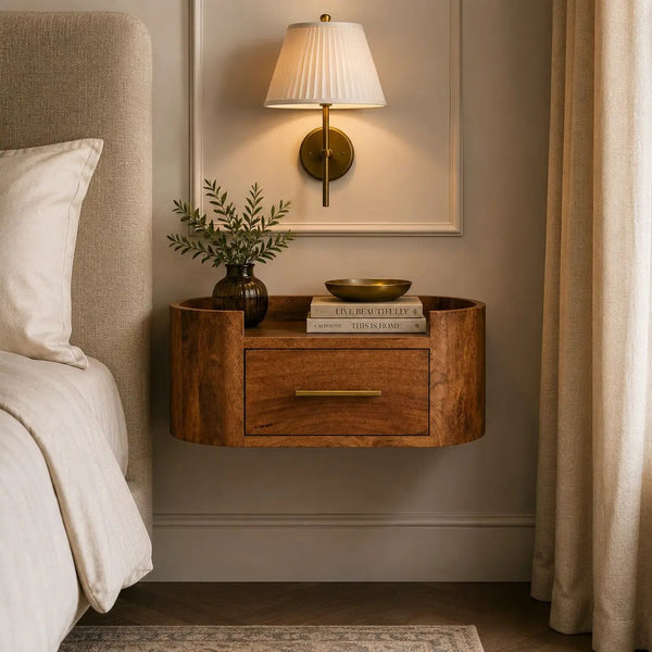 Solid Wood Valencia Curve Wall Bedside