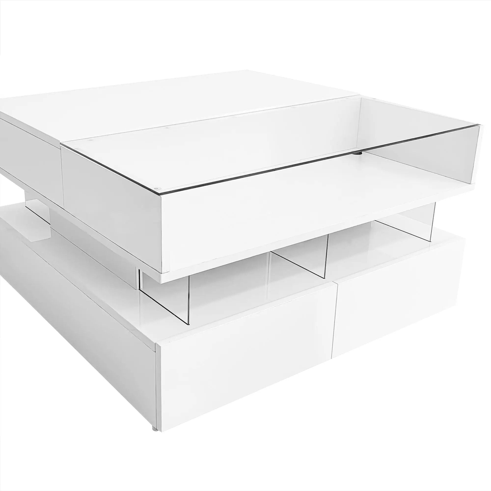 Lift Top Coffee Table With 2 Drawers, Hidden Space And LED Lights For Living Room by HouseOfZazla