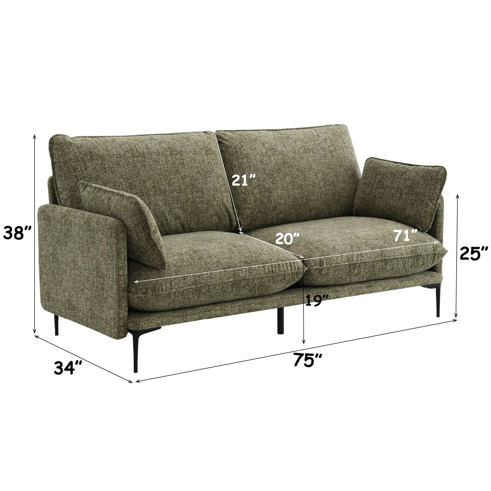 Dalton - Sofa With 2 Pillows - Green by HouseOfZazla