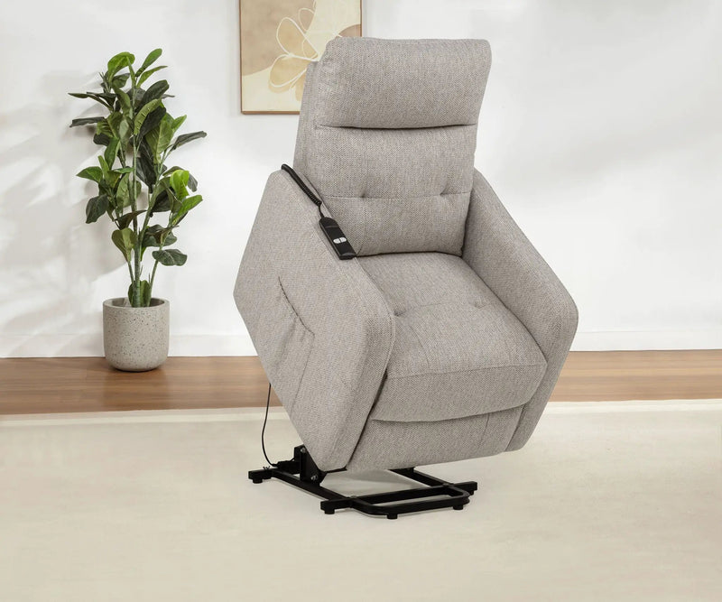 Dayes Upholstered Power Lift Recliner Chair Taupe by Unique Piece Furniture
