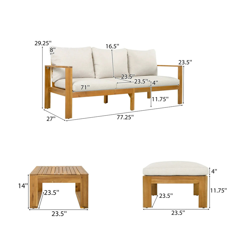 Outdoor 3pcs Acacia Sectional Patio Sofa Set by HouseOfZazla